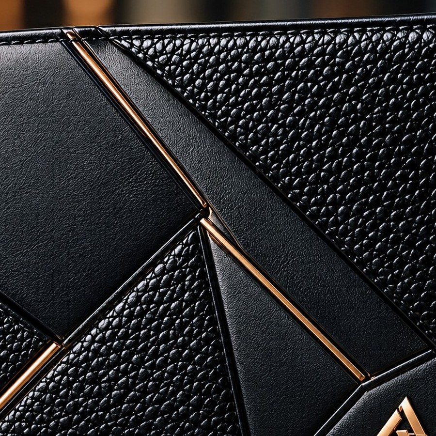 The champagne seam dividing the two leather surfaces.
